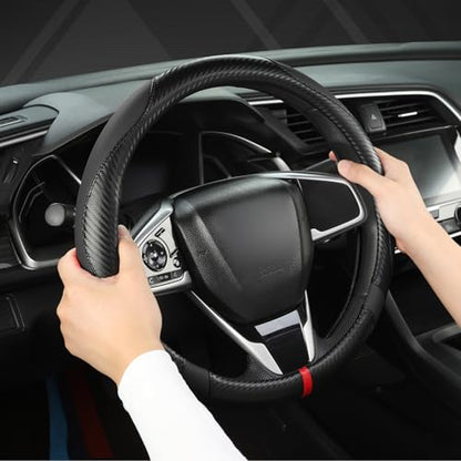 Microfiber Leather Car Steering Wheel Cover for Kia,14.5-15 inch (Black+Red Line-Standrad Size) - color: D-Black+Red Line