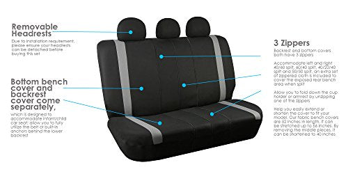 FH Group Automotive Protector Seat Covers Universal Fit Full Supreme Modernistic Beige Set Seat Cover, 1-Piece Front Seat Covers, Airbag Compatible, Split Bench Rear Car Seat Cover for SUV, Sedan - color: Beige, style: Full Set