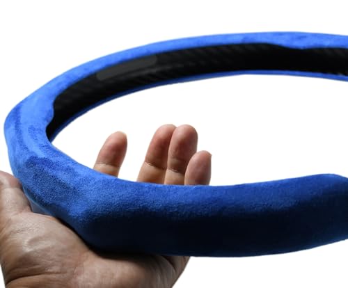 Quick Install Sporty Blue Suede Steering Wheel Cover Universal fit Any 14.5 to 15 inches Car Sedan Coupe SUV Pickup - color: Blue, size: Suede