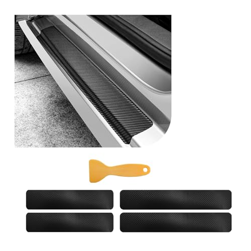 4 PCS Car Door Sill Protector, 3D Carbon Fiber Auto Door Entry Edge Guard Protection Trim, Anti-Scratch Threshold Cover Strips, Sill Protection Sticker for Car SUV Truck (Black) - color: 3D Black