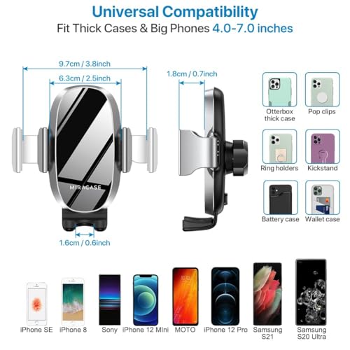 Miracase Cup Phone Holder for Car, [Upgraded Version] Adjustable Long Neck Car Cup Holder Phone Mount Cradle Friendly Compatible with iPhone Samsung Google and All Smartphones, Silver - color: Silver