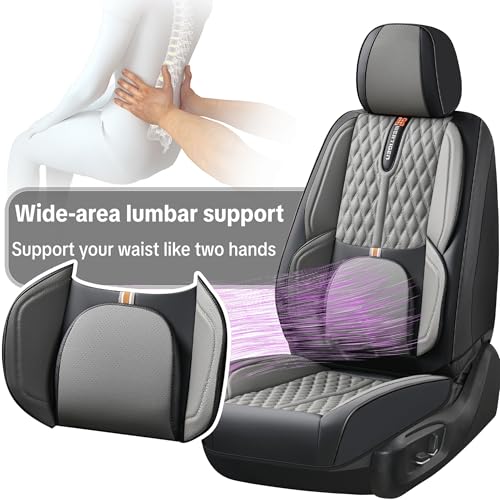 Universal Car Seat Cover, Gray Car Seat Cover, Artificial Leather, Waterproof and Easy to Clean, 360° Coverage for 5 Seats, Protects and Beautifies the Interior, Fits Most Cars - color: B_Gray & Black