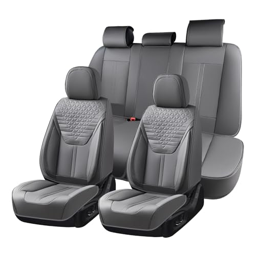FLORICH Car Seat Covers for Full Set, Universal Seat Cushion 5 Seats, Car Seat Protector Waterproof, Premium Leather Automotive Seat Covers for Most Cars, Sedans, SUVs, and Trucks-Gray