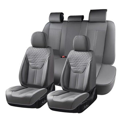 FLORICH Car Seat Covers for Full Set, Universal Seat Cushion 5 Seats, Car Seat Protector Waterproof, Premium Leather Automotive Seat Covers for Most Cars, Sedans, SUVs, and Trucks-Gray