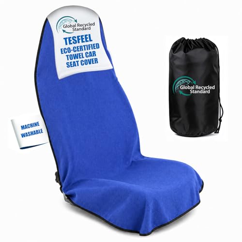 550g Heavy Duty Towel Car Seat Cover, Waterproof Sweat Protector for Post-Gym & Beach, Non-Slip Microfiber Bucket Seat Mat for Sedans SUV Minivans, Machine Washable (Blue, 1-Pack) - color: Blue, size: Front-1pc