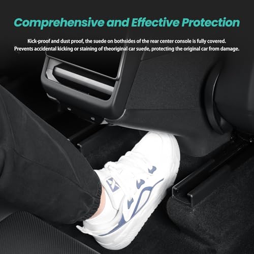 2025 2026 Model Y Juniper Center Console Anti-Kick Protection Mats 5PCS TPE Suede Panel Protector Cover of Center Console for Model Y Refresh Juniper (Premium/Performance)-NO for (Standard)