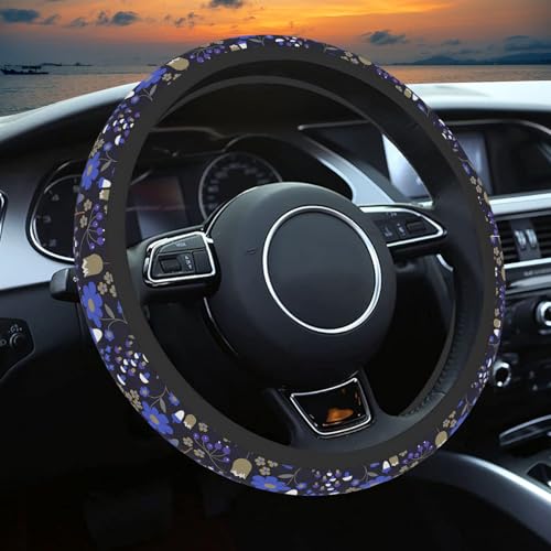 Magic Forest Steering Wheel Cover, Cute Purple Floral Steering Wheel Cover for Women, Ultra-Thin Skin-Friendly Breathable Sweatproof and Non-Slip, for Steering Wheel with a Diameter of 14.5"-15" - color: Magic Forest