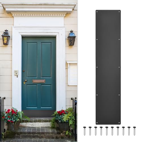 uxcell Door Kick Plate, 8 x 30 Inches Aluminum Kick Plate Door Plate, 1.5mm (1/16 Inch) Thickness, for Exterior Front Door or Back Door, Black (Single Pack) - color: Black, size: 8 x 30 Inch