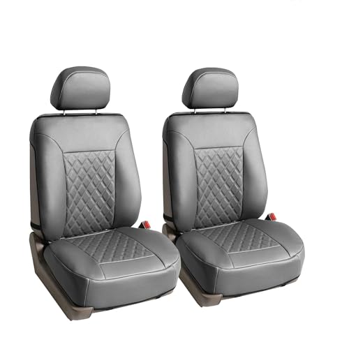 FH Group Deluxe Faux Leather Diamond Pattern Front Set Car Seat Cushions (Solid Gray) with Gift - Universal Fit for Cars, Trucks, & SUVs - color: Gray