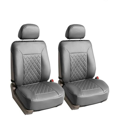 FH Group Deluxe Faux Leather Diamond Pattern Front Set Car Seat Cushions (Solid Gray) with Gift - Universal Fit for Cars, Trucks, & SUVs - color: Gray
