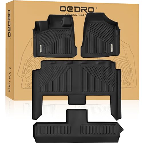 OEDRO Floor Mats Fit for 2008-2020 Dodge Grand Caravan/2008-2016 Chrysler Town & Country (Stow'n Go Only), TPE All-Weather Guard Includes 1st, 2nd and 3nd Row Full Set Liners, Black