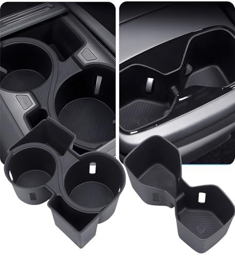 Center Console Cup Holder Inserts for KIA EV9 2026 2025 2024 (Only for Land AWD, GT-Line AWD), Interior Accessories Front & Rear TPE Cup Holders Covers Protector for 2024-2026 EV9, Black - style: Fits for 2024-2026 EV9