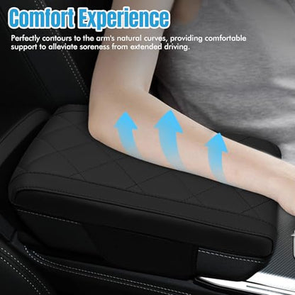 Hovom Car Center Console Armrest Pillow, 12.6"×7.87"×1.97" Leather Arm Rest Cover for Cars, Soft Comfortable Auto Armrest Cushion Pad, Vehicle Middle Console Cover, Car Accessories (Black) - color: Black