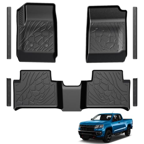 Floor Mats for 2015-2022 Chevrolet Chevy Colorado/GMC Canyon Crew Cab, TPE All Weather Durable Floor Liners Door Sill Guards for Colorado Accessories - size: 2015-2022 | For Chevy Colorado/GMC Canyon