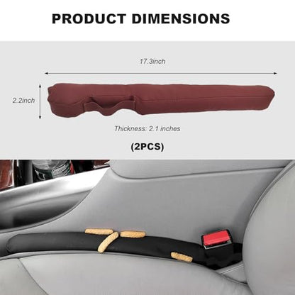 2PCS Leather Car Seat Gap Filler, No-Drop Seat Side Gap Plug Crevice Blocker with Securing Strap, Elastic Filler Block The Gap Between Seats & Console for Truck SUV Sedan (Wine Red) - color: Wine Red