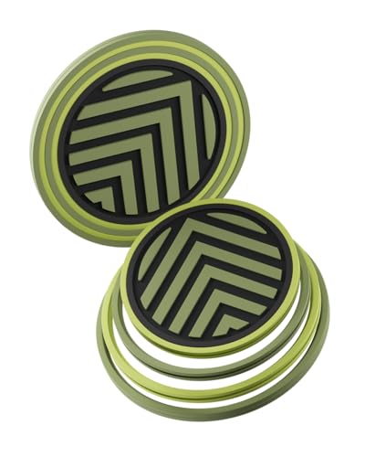 FitRing Adjustable Car Cup Holder Coasters, 2.75"–3.54" Adjustable Diameter, Silicone Coaster Upgrade Helps Reduce Side Gaps and Stay Put, 2-Pack - color: Leaf Green