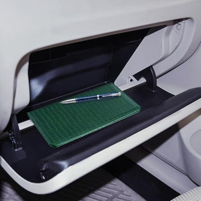 CoBak Car Registration and Insurance Holder - Vehicle Glove Box Car Organizer,Auto Truck Comparment Accessories Case with Magnetic Closure for Driver License,Cards - color: L-Crocodile Pine Green