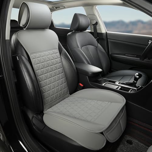 Black Seal 1-Pack Front Car Seat Cover, Faux Leather Seat Bottom Cover with Partial Backrest Protection, Side Wrap Design, Universal Fit for Most Cars, SUVs, Trucks, Vans (Grey) - color: Single-Grey