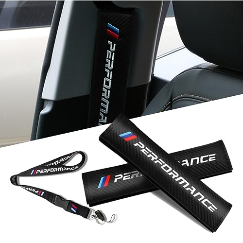Car M 3 Color Performance Letters seat Belt Cover Carbon Fiber Texture Car seat Belt Shoulder Pad Cover Soft and Comfortable Suitable for Any Car Model