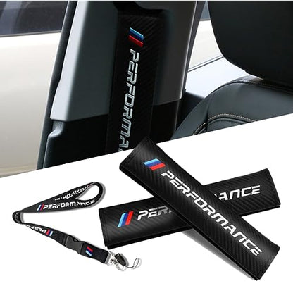Car M 3 Color Performance Letters seat Belt Cover Carbon Fiber Texture Car seat Belt Shoulder Pad Cover Soft and Comfortable Suitable for Any Car Model