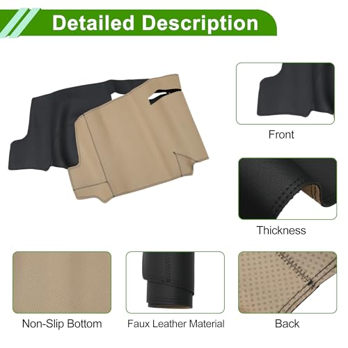Leather Dashboard Cover for Chevy Silverado 2014-2018 Dashboard Mat Anti Slip Sun UV Heat Shield Protection Black