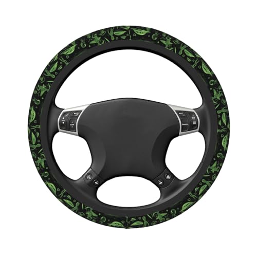 Green Alien UFO Moon Universal Steering Wheel Covers, Cute Car Accessories for Women Girls Car Truck - color: Green Alien UFO Moon