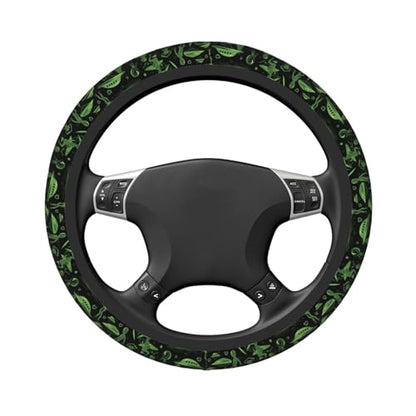 Green Alien UFO Moon Universal Steering Wheel Covers, Cute Car Accessories for Women Girls Car Truck - color: Green Alien UFO Moon