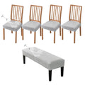 CRFATOP Waterproof Dining Room Chairs Seat Covers Set of 4 with Stretch Bench Slipcover Jacquard Kitchen Chair Slipcover Washable Seat Cushion Slipcover for Hotel Banquet Wedding Party, Light Grey - color: 03 Jacquard Light Grey