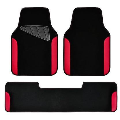 CAR PASS Waterproof Universal Faux Leather 3Pcs Car Floor Mats, Red Car Mats Fit for SUV,Vans,sedans, Trucks,Set of Vehicles Car Carpet with Driver Heel Pad and Anti-Slip Nibs Backing (red 3Pcs) - color: Red 3pcs
