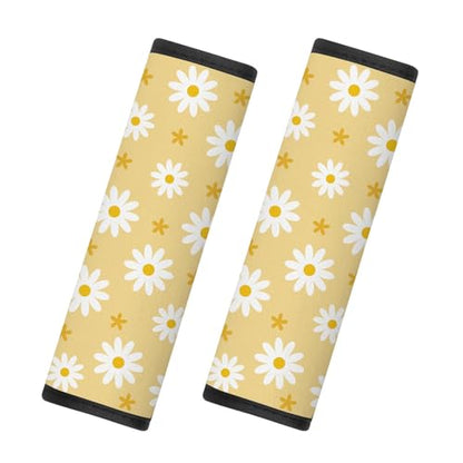 2 Pcs Seat Belt Cover for Women Adults, Daisy Car Seat Strap Pads for Children, Soft Car Seats Belt Cushion Pads for Kids Girls and Boys - color: Daisy