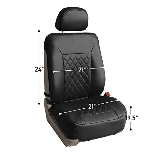 FH Group Deluxe Faux Leather Diamond Pattern Front Set Car Seat Cushions (Beige) with Gift - Universal Fit for Cars, Trucks, & SUVs - color: Beige