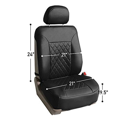FH Group Deluxe Faux Leather Diamond Pattern Front Set Car Seat Cushions (Beige) with Gift - Universal Fit for Cars, Trucks, & SUVs - color: Beige