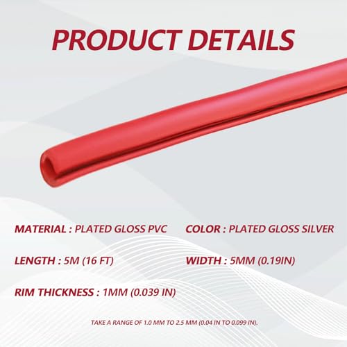 16FT (5M) Car Door Edge Protector, Universal U Shape Trim Molding Rubber Seal Protector with Fits Most Cars (Red) - color: Red