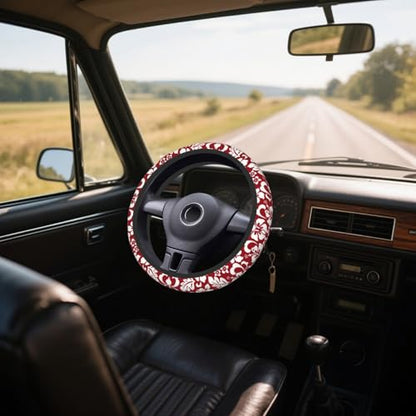 Steering Wheel Cover Accessories Neoprene Cover, Breathable Non-Slip Easy to Install Suitable for Women Men, 14.5-15.5 Inch for Car SUV Van Truck Universal - Artistic Flower - color: Artistic Flower