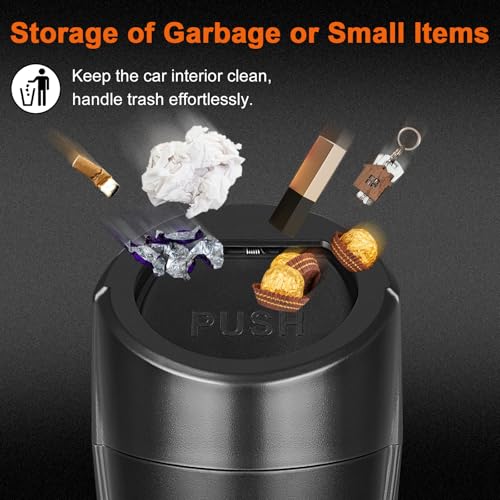 Car Trash Can, 2 Packs Mini Car Trash Bin with Lid, Leakproof Cup Holder Car Garbage Can with 60 Trash Bags, Vehicle Front Back Seat Organizers and Storage for Car, Home, Office, Black - color: Black