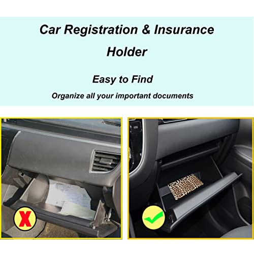 Premium Car Registration and Insurance Holder,Registration Insurance Card Holder of Leopard Print PU Leather Looks Stylish and Special,Glove Box Organizer Makes Your Documents In Order.