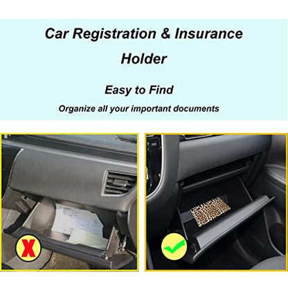 Premium Car Registration and Insurance Holder,Registration Insurance Card Holder of Leopard Print PU Leather Looks Stylish and Special,Glove Box Organizer Makes Your Documents In Order.