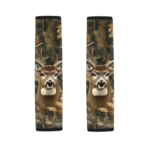 Dolyues Seat Belt Cover Pad for Kids Deer Hunting Camo Theme Seatbelt Cushion for Women Universal Fit for SUV Truck Sedan Shoulder Strap Padding 2-Piece - color: Deer Hunting Camo Theme