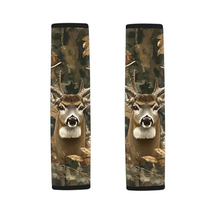 Dolyues Seat Belt Cover Pad for Kids Deer Hunting Camo Theme Seatbelt Cushion for Women Universal Fit for SUV Truck Sedan Shoulder Strap Padding 2-Piece - color: Deer Hunting Camo Theme