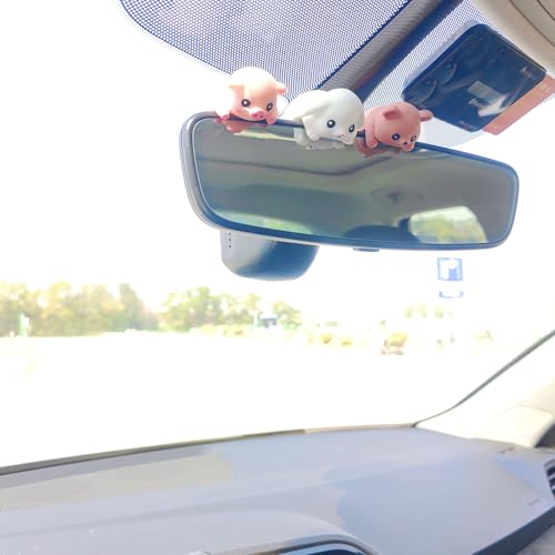 Cute Animal Rear View Mirror Accessories, Car Center Screen Decoration Dashboard Ornament, Car Accessories Interior for Women/Men Computer Monitor Decor - style: Pig+Rabbit+Bear