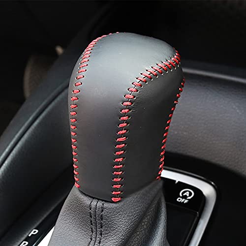 Great-luck Genuine Leather Automatic at Gear Shift Knob Cover Protector Trim,the car Interior Accessories(Red Stitches)for Toyota Avalon(2019 2020 2021 2022 2023 2024 2025) camry corolla/Corolla Cross - color: Red Stitches, size: Avalon/Camry/Corolla/Coro