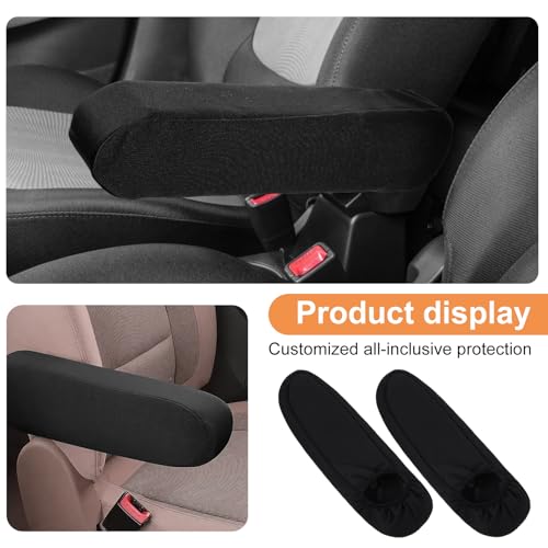 4 pcs Black Car Front Seat Armrest Covers Universal Seat Arm Rest Cover Replacement Elastic Fabric Armrest Protector Car Interior Decor Accessory Center Console Lid Armrests Cover for Truck