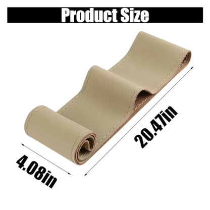 Car Genuine Leather Steering Wheel Cover, DIY Sewing with Needle and Thread, Breathable, and Anti-Slip, Universal 15 Inch Car Steering Wheel Stitching Wrap (Beige, Glossy) - color: Beige, size: 15 inches - Glossy