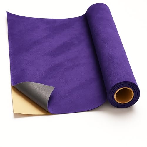Self-Adhesive Suede Decorative Film for Car - Headliner/Dash/Door/Trunk | Stretchable & Scratchproof Ultra-Fiber Leather | DIY Peel & Stick (Purple, 17"x72")