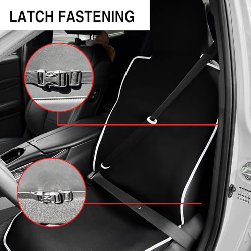 Universal Cloth Car Seat Covers Full Set with Buckle Fastening, Water-Resistant Fabric Auto Interior Protector – Fits Most Cars, SUVs, Trucks (Teslawhite) - style: Teslawhite