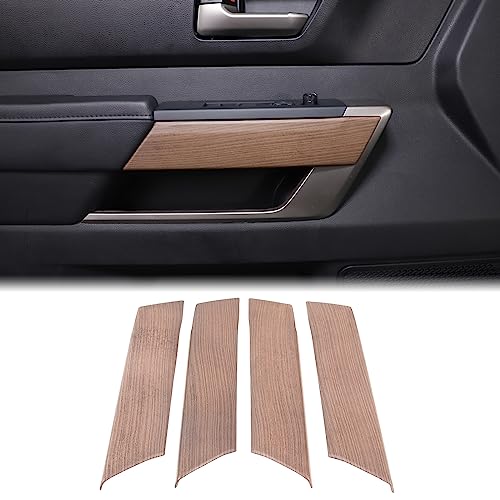 Aunginsy Car Inner Door Panel Strip Trim Cover Compatible with Toyota Tundra 2022+/Sequoia 2023+, Front Rear Door Handle Panel Decorative Cover Protector Accessories(Without Memory Seat Switch Hole) - color: Pear Wood Grain Pattern