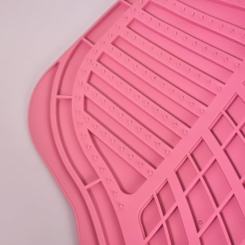 Heavy Duty Rubber Floor Mats, Durable All Weather Pink Car Mats for Women, Girly, Universal Waterproof Floor Mats for Sedan, SUVs, Truck, Vans Set of 4
