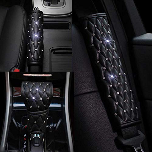 2 Pcs Car Seat Belt Pads, Crystal Rhinestone Auto Seatbelt Cover, PU Leather Shoulder Strap Covers Bling Bling for Lady Girls Universal Fit (2 pcs Seat Safety Belt Pads) - color: 2 pcs Seat Safety Belt Pads