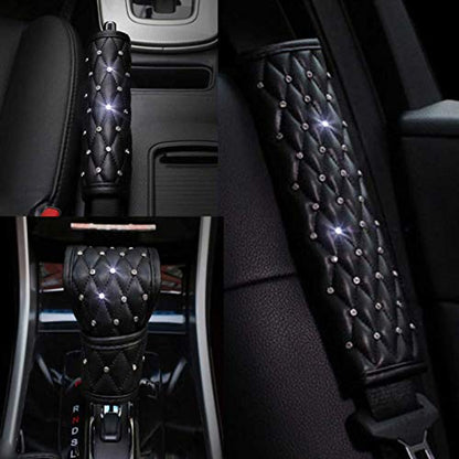 2 Pcs Car Seat Belt Pads, Crystal Rhinestone Auto Seatbelt Cover, PU Leather Shoulder Strap Covers Bling Bling for Lady Girls Universal Fit (2 pcs Seat Safety Belt Pads) - color: 2 pcs Seat Safety Belt Pads