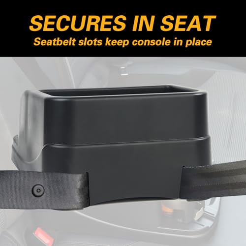 Large Size Plastic Console for Cars, Trucks, Minivans, SUVs with 2 Adjustable Drink Cup Holders Phone Book Holder, Back Bench and Front Seat or Floor Middle Console Universal Vehicle Organizer Black